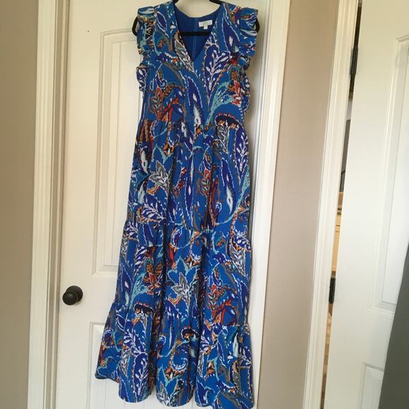 Jade Paisley V-Neck Maxi Dress, Blue - Medium - Picture 3 of 7